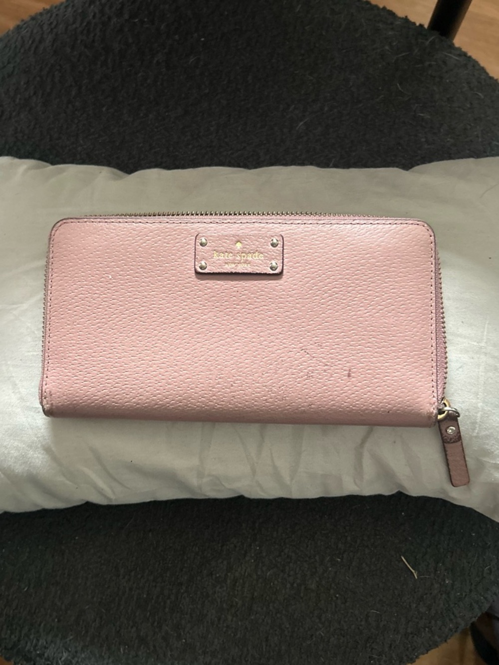 Kate Spade Pale Pink Pebbled Leather Zip Wallet